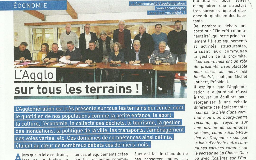 Parution dans le livret « Notre agglo » du 1er semestre 2019