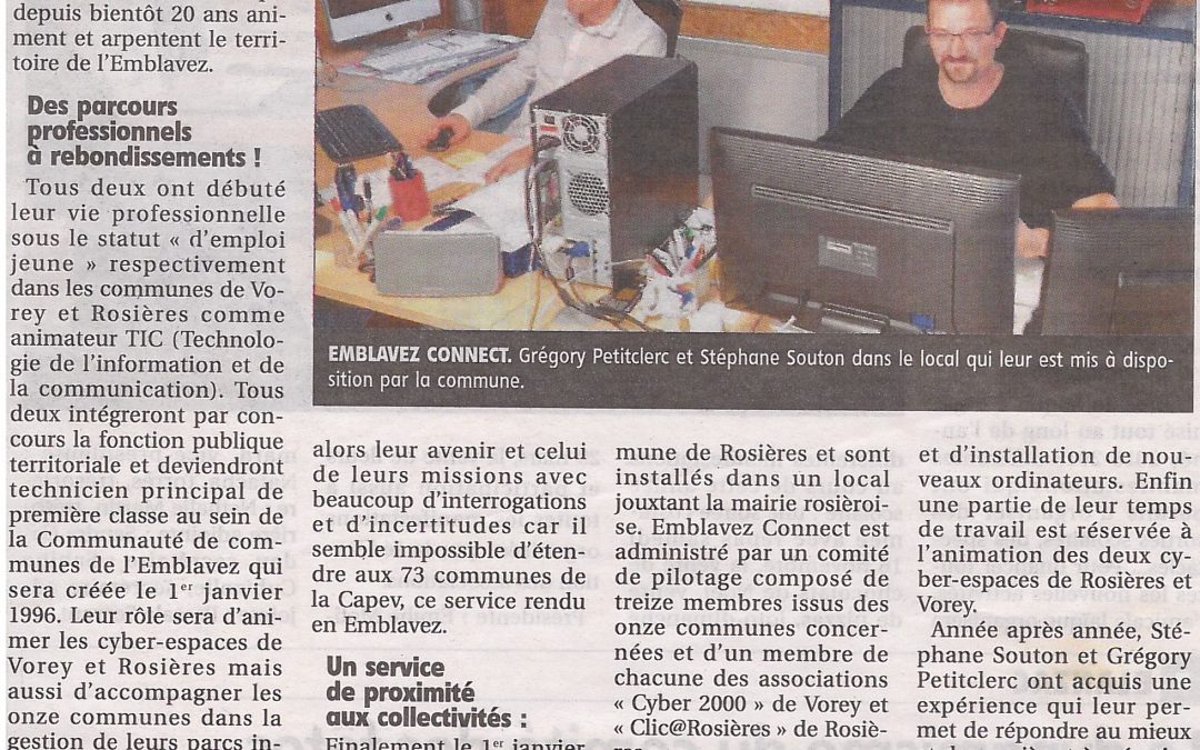 Parution dans l’éveil de la Haute Loire du 18 octobre 2019